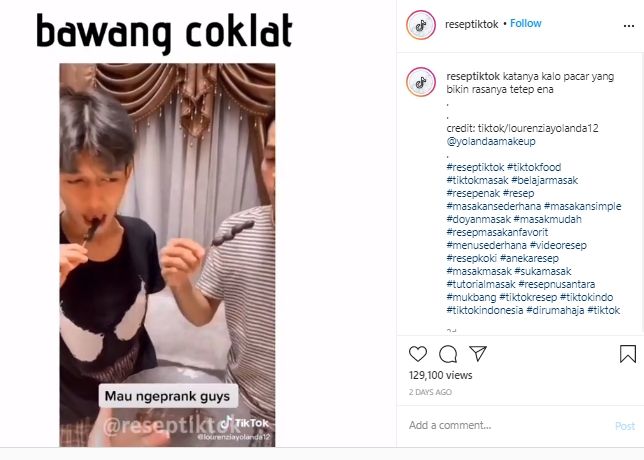 Ngakak! Prank Sang Pacar, Wanita Ini Buat Cokelat Fondue dari Bawang. (Instagram/@reseptiktok)