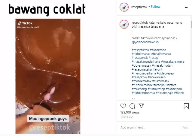 Ngakak! Prank Sang Pacar, Wanita Ini Buat Cokelat Fondue dari Bawang. (Instagram/@reseptiktok)