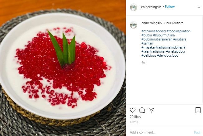 Rayakan HUT RI Ke-75, Begini Cara Mudah Membuat Bubur Mutiara Merah Putih. (Instagram/@eniherningsih