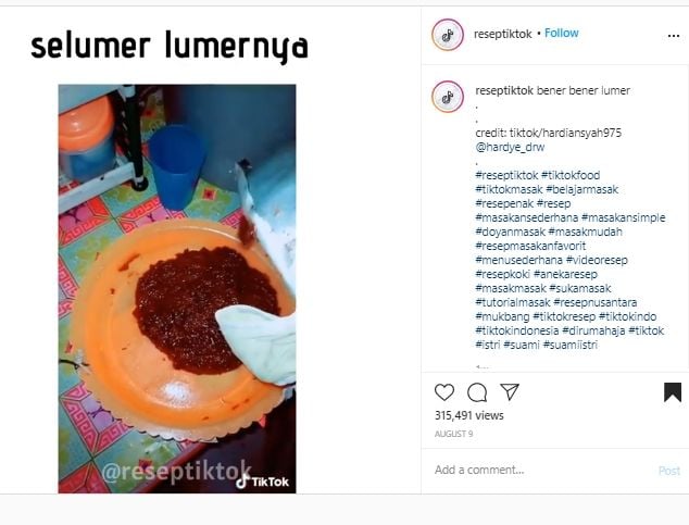 Unggah Video Istri Masak Brownies, Hasil Akhirnya Malah Bikin Ngelus Dada. (Instagram/@reseptiktok)