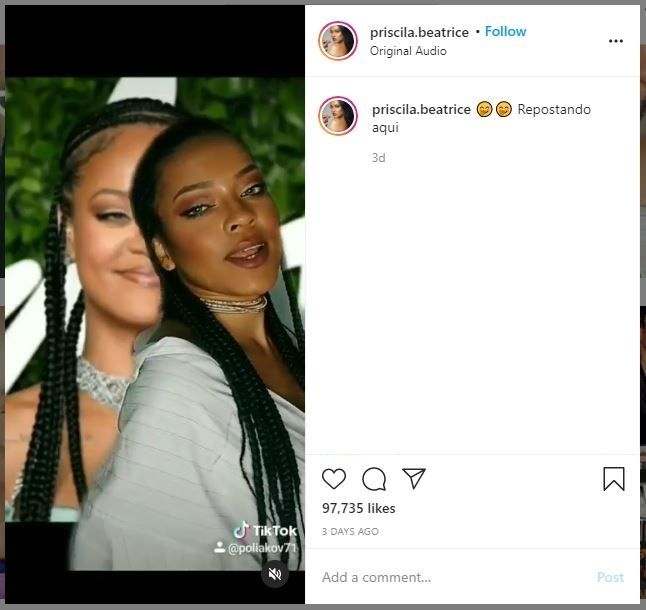 Viral Wanita Mirip Rihanna (instagram.com/priscila.beatrice)