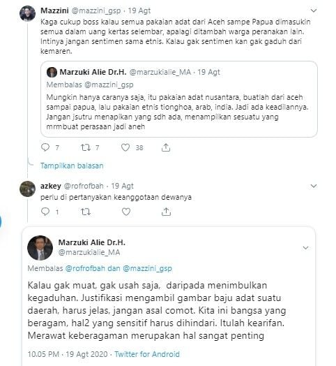 Marzuki Alie ngegas semprot warganet bahas baju adat di uang Rp 75 ribu (Twitter)