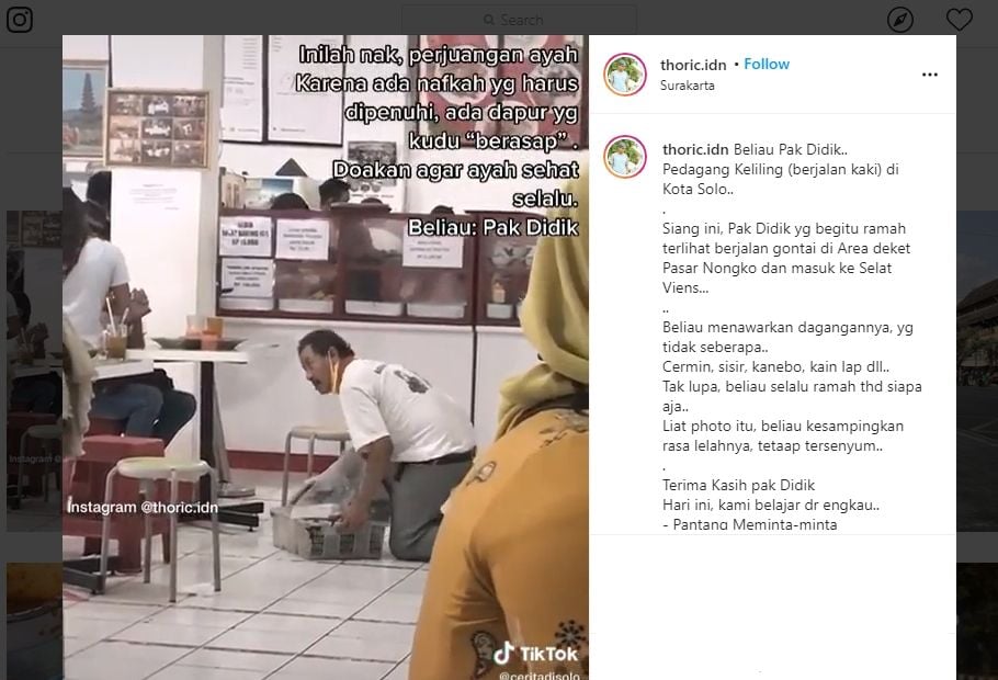 Perjuangan Mencari Nafkah, Ayah Rela Gelesotan di Lantai Jajakan Dagangan. (instagram.com/thoric.idn)