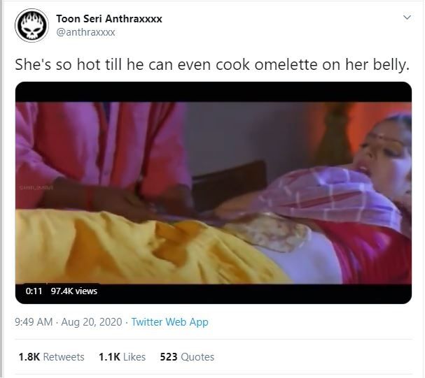 Adegan Film India Memasak Telur di Perut (twitter.com/anthraxxxx)