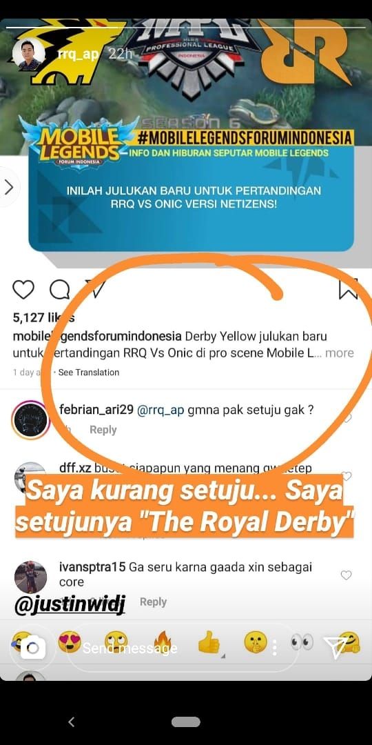 CEO RRQ tidak setuju dengan sebutan Derby Yellow. (Instagram/ rrq_ap)