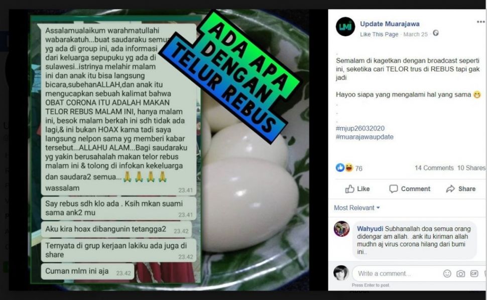 Fakta makan telur rebus tengah malam bisa cegah Covid-19 (Turnbackhoax.id)