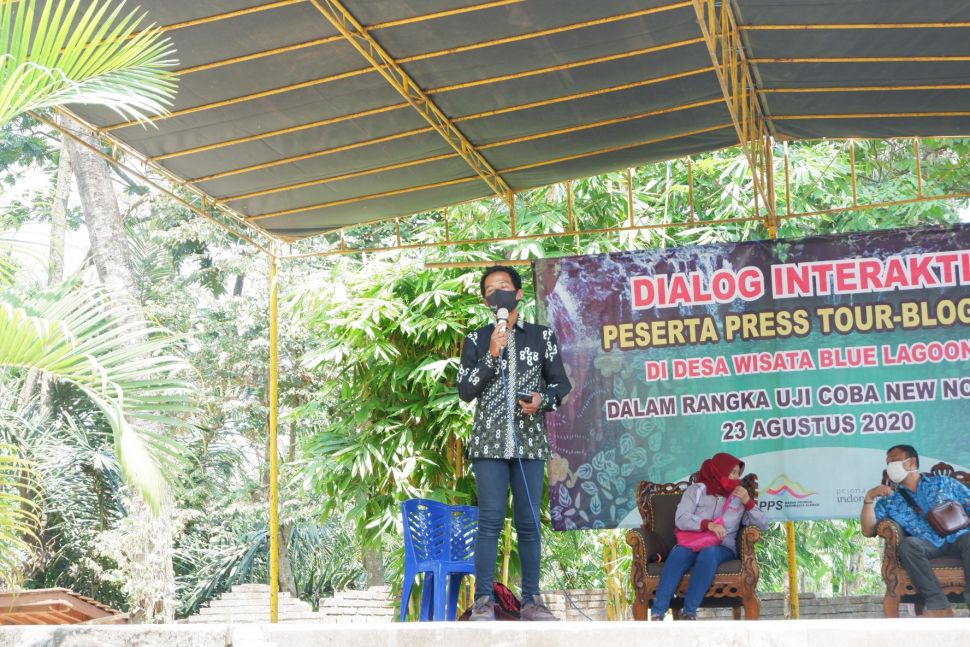 Rohmadon Inuhai, perwakilan travel blogger dalam acara uji coba new normal di Blue Lagoon. (Suarajogja/Arendya)