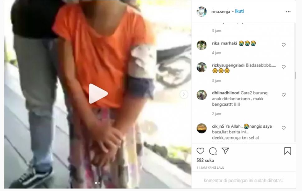 Kesaksian seorang anak yang dianiaya oleh Orang Tuanya. (Video Instagram @rina.senja).