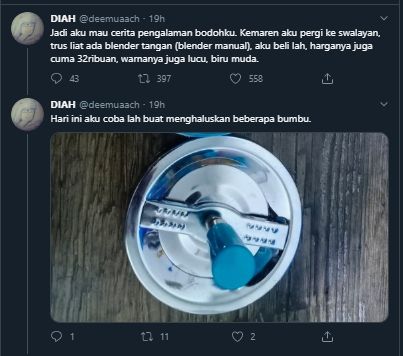 Ngakak! Beli Blender Rp 32 Ribuan, Kisah Wanita Ini Endingnya Bikin Sakit Perut. (Twitter/@deemuach)