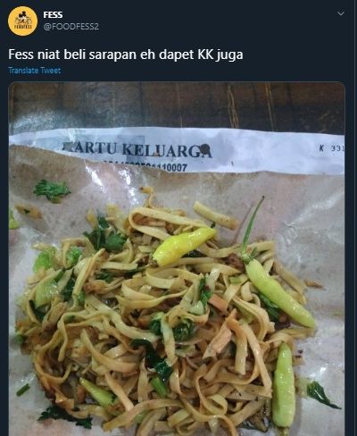 Ada Orang Dapat KK saat Beli Sarapan, Warganet Malah Takut Hal Ini Terjadi. (Twitter/@FOODFESS2) 