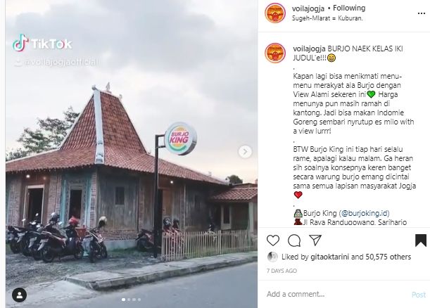 Sempat Disangka Kedai Burger, Ternyata Ada Warung Burjo Kekinian di Yogya. (Instagram/@voilajogja)