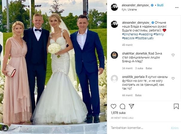 Manchester City, Oleksandr Zinchenko, resmi menikah dengan Vlada Sedan. (Instagram/@alexander_denysov_).