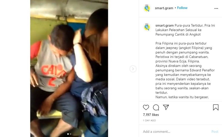 pelecehan seksual di angkot modus pura-pura tertidur (IG/smart.gram)