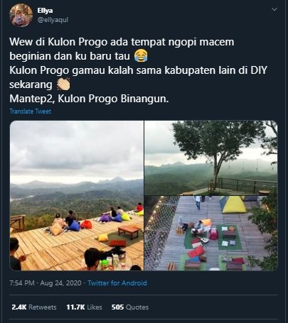 Bak Ngopi di Atas Awan, Begini Indahnya View Coffee Angkasa, Kulon Progo. (Twitter/@ellyaqul)