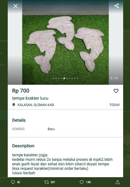  Bukan Kotak, Wujud Tempe Bentuk Lumba-luma Ini Sukses Bikin Netizen Gemas. (Twitter/@rayimaz)