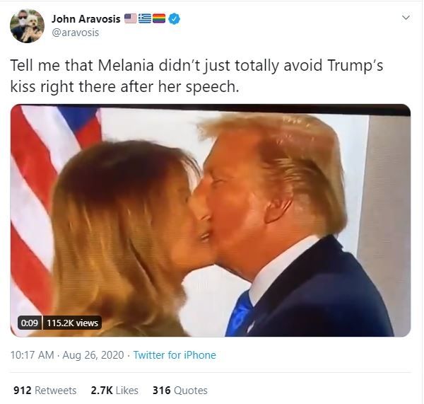 Melania Trump Hindari Ciuman Donald Trump (twitter.com/aravosis)