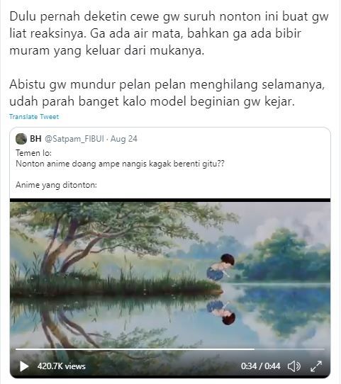 Syarat Unik Cari Pacar, Harus Nangis Nonton Anime Ini (twitter.com/indragunawanv)