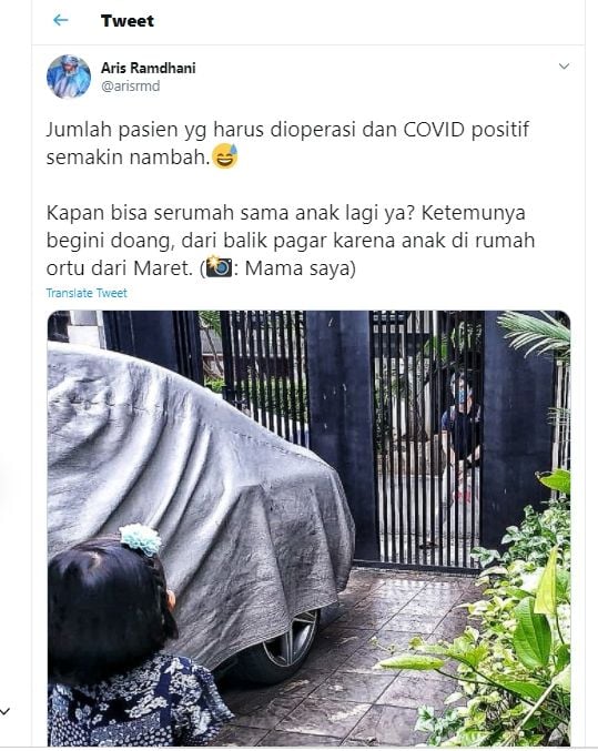 Kisah Dokter Aris Ramdhani yang belum bisa serumah dengan anaknya lagi sejak awal pandemi. (Twitter @arisrmd).