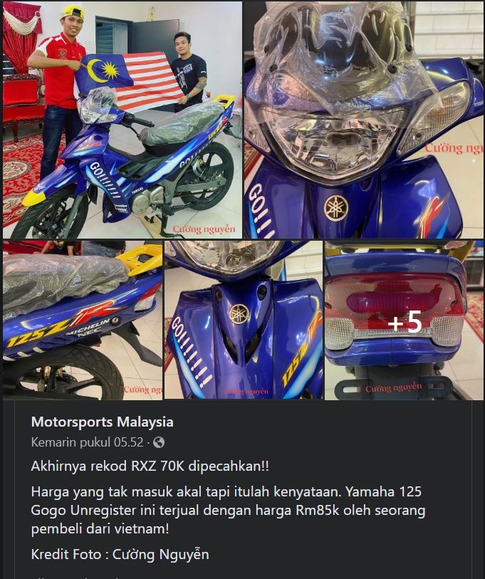 Motor bebek tua Yamaha 125ZR yang laku mahal. (Facebook/Cng Nguyn)