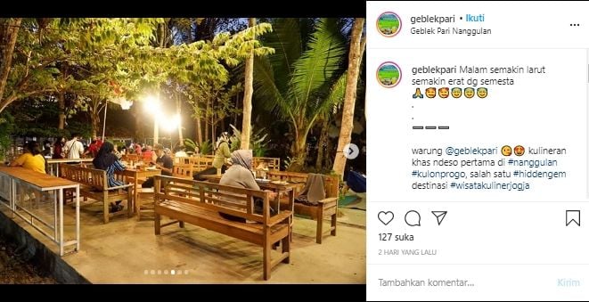 Warung makan Geblek Pari di Kulon Progo, Yogyakarta. (Instagram/@geblekpari)