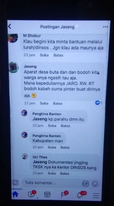 Komentar Aang terkait postingan kediaman Markuh, seorang kakek yang tinggal di rumah kumuh di Desa Parahu, Kecamatan Sukamulya, Kabupaten Tangerang.