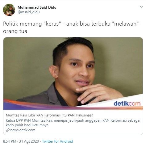 Said Didu komentari Mumtaz Rais soal munculnya PAN Reformasi (Twitter/msaid_didu)