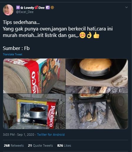 Irit Luar Biasa, Beredar Foto Oven Buatan dari Kaleng Biskuit Bekas. (Twitter/@Excel_Dee)