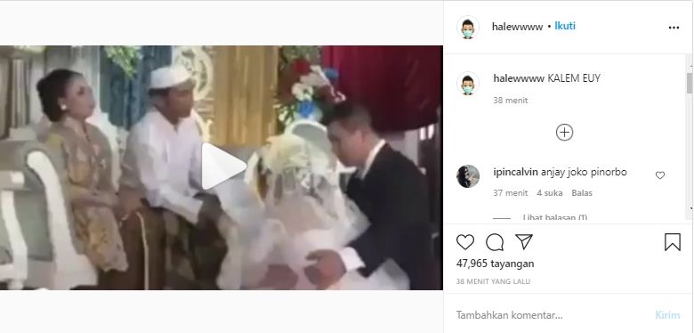 Pernikahan viral, pengantin wanita menangis heboh (Instagram/@halewwww).