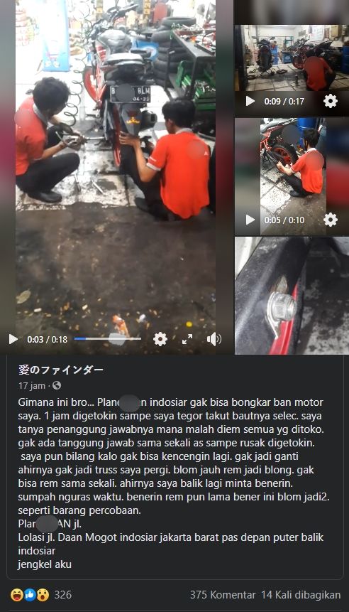 Mekanik salah satu waralaba penjual ban yang sedang viral. (Facebook)