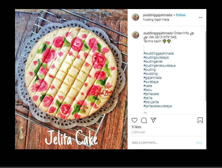 Resep Jelita Cake, Cara Lezat untuk Salurkan Bakat Melukis di Atas Kue. (Instagram/@puddinggajahmada)