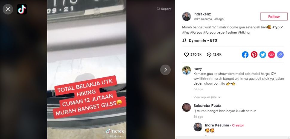 Belanja persiapan hiking ala sultan (TikTok/indrakenz)