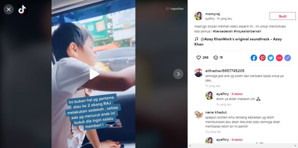 Viral Video Anak Sering Bersedekah (TikTok/@Momyraj).