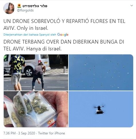 Hujan ganja di Israel (Twitter/florgolds)