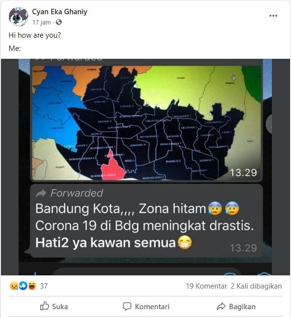 Fakta Kota Bandung zona hitam Covid-19 (Turnbackhoax.id)