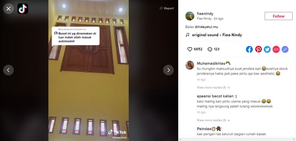 Pintu untuk prank maling (TikTok/fiaanindy)