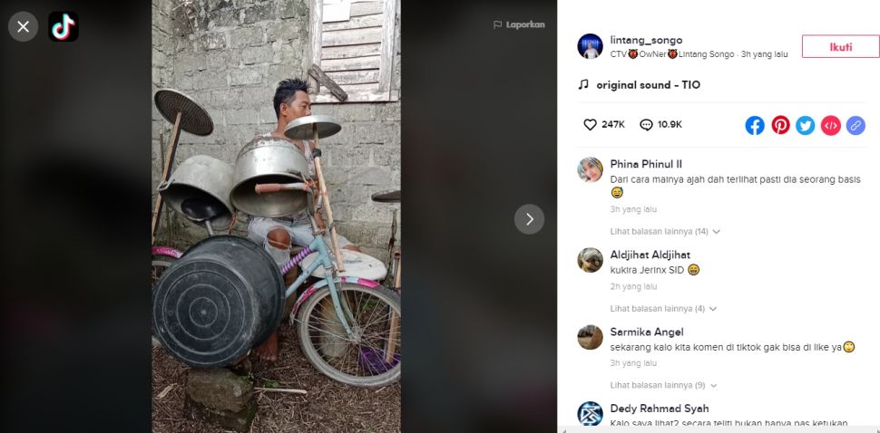 Video Bapak Nge-Drum Pakai Perabot Rumah (TikTok/@lintang_songo).
