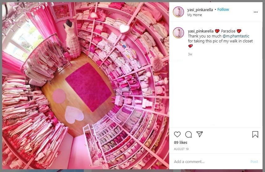 Yasmin Charlotte, Guru Terobsesi Warna Pink (instagram.com/yasi_pinkarella)
