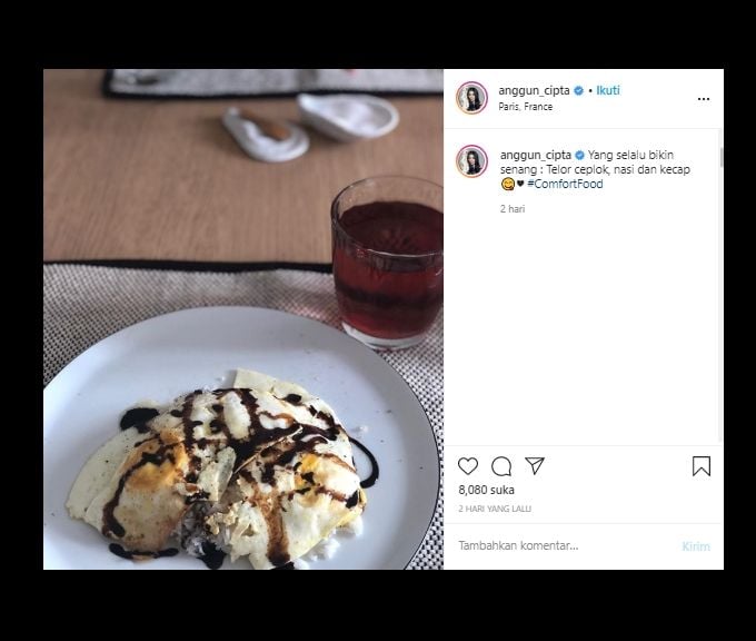 Pamer Makan Nasi Telur Kecap di Paris, Anggun C Sasmi Banjir Pujian. (Instagram/@anggun_cipta)