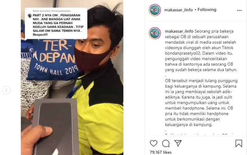 OB dapat kejutan HP dari rekan kantor (IG/makassar_iinfo)