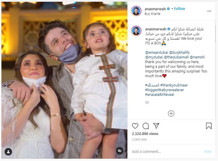 Pasutri Tajir Gelar Gender Reveal Party di Dubai (instagram.com/anasmarwah)