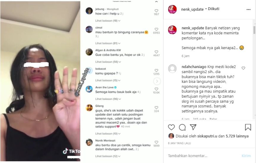 Tangkapan Layar Video Isyarat Kekerasan (Instagram/@nenk_update).