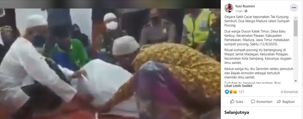 Tangkapan Layar Video Ritual Sumpah Pocong di Madura (Facebook/Yuni Rusmini).