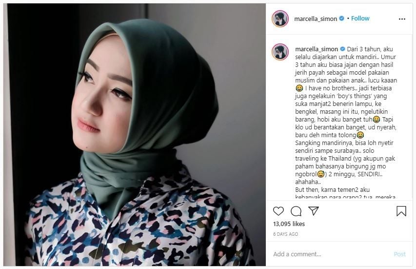 Gaya Hijab Marcella Simon (instagram.com/marcella_simon)