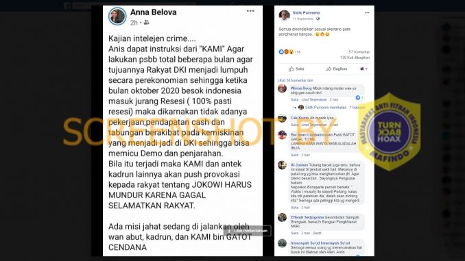 [SALAH] Anies Dapat Intruksi Dari KAMI Agar Lukan PSBB Total Berbulan-Bulan (Turnbackhoax.id).