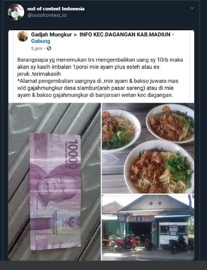 Mengaku Uangnya Hilang, Strategi Marketing Penjual Mi ayam Ini Jadi Sorotan. (Twitter/@outofcontext_id)