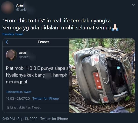 Toyota Fortuner berplat merah alami kecelakaan. (Twitter)