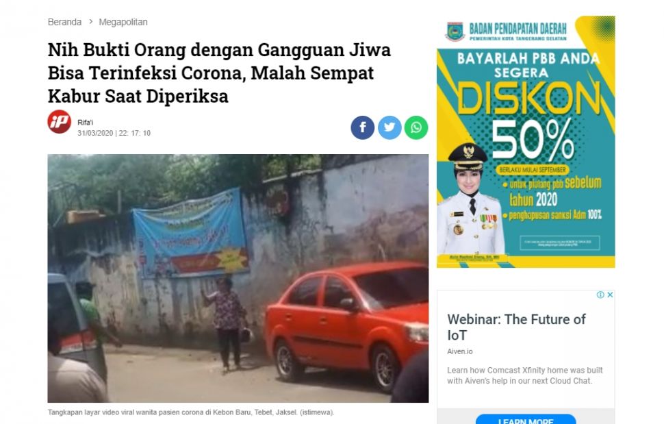 Fakta tak ada orang gila terinfeksi Covid-19 (Turnbackhoax.id)