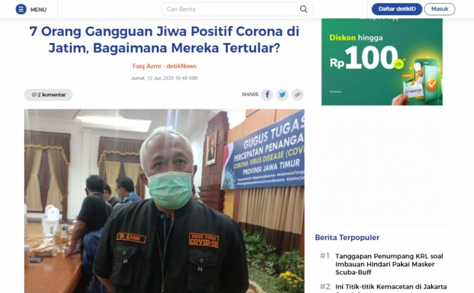 Fakta tak ada orang gila terinfeksi Covid-19 (Turnbackhoax.id)