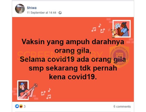 Fakta tak ada orang gila terinfeksi Covid-19 (Turnbackhoax.id)