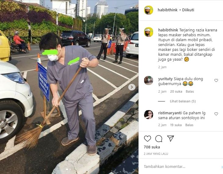 Viral Kisah Pria Terjaring Razia (Instagram/@habibthink).